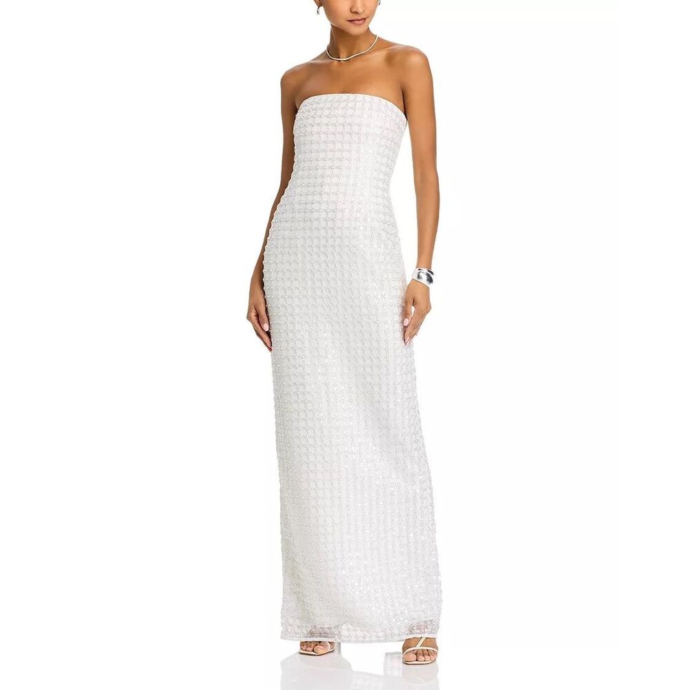 Simkhai Reign Beaded Strapless White Long Gown New Size 6